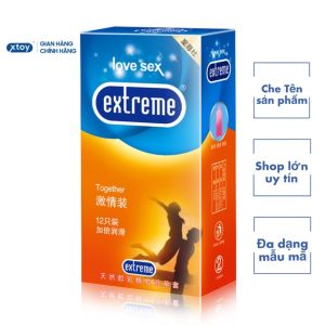 Bao cao su Extreme Together  siêu mỏng nhiều gel phôi hồng hương thơm hộp 12 bcs