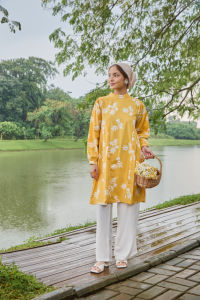 MFMW Mylla Tunik Kuning Motif Bunga