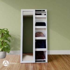 Kaca Lemari Tas Kaca Pintu Geser Standing Mirror - Lemari Tas Minimalis Cermin Berdiri dengan Lampu LED