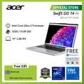 ACER LAPTOP SWIFT GO 14 WITH AI SFG14-73T-5184 14" WUXGA INTEL CORE ULTRA 5 125H EVO RAM 32GB STORAGE 512GB SSD GRAPHICS INTEL ARC WINDOWS 11. 