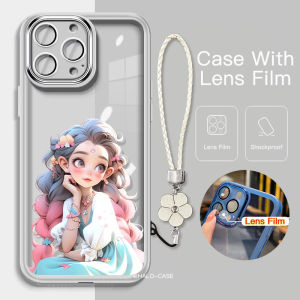 iPhone 15 Pro Max Soft Case 14ProMax 12Pro 13ProMax With Lens Film Shockproof Phone Casing 2in1[Cute girl] iPhone8Plus XR XSMAX