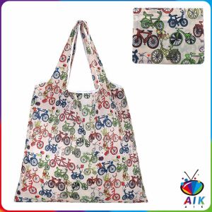 AIK ถุงผ้าช้อปปิ้งพับได้ อเนกประสงค์ แบบพกพา เป็นมิตรกับสิ่งแวดล้อม Shopping bag