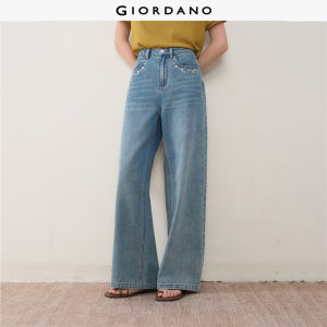 GIORDANO Women Denim Pants Moderate Thickness Denim Pants Non-Elastic Denim Pants Woven Fabric Denim Pants 18416804