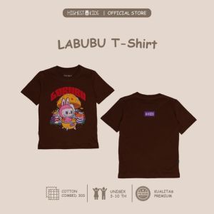Highest Kids - Kaos Anak Cewek Gambar Labubu Warna Baggie dan Coklat Bahan Cotton Combed 30s Ukuran S M L XL Usia 3th 4th 5th 6th 7th 8th 9th 10th HKTS73