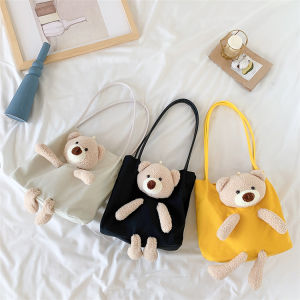 Túi Xách Vải Kèm Gấu Bông Hàng Chuẩn - BEYOU