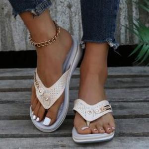 SHUNAICHI Cross-border independent station 2025 new womens summer wedge heel fashion casual womens sandals metal buckle beach sandals