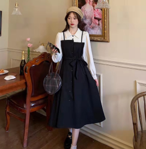 COD model menyatu/dress wanita/long dress/dress korea/midi dress korea/Gaun Hepburn Baru