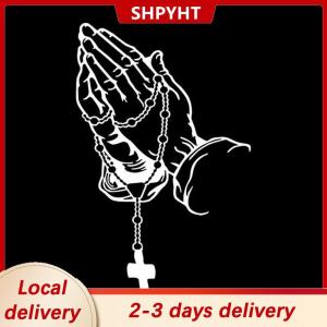 [COD] SHPYHT Local delivery Ship within 24 hours Car Praying Hands With Rosary Sticker Decals Religious  Vinyl Decal Waterproof Decal Auto Decoration