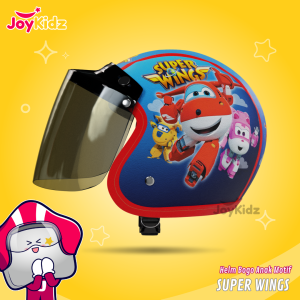 JOYKIDZ Helm Anak Bogo Motif Kaca Datar Karakter Cowo Cewe Usia 2-7 Tahun