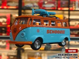 โมเดลรถสะสม รถโฟล์ค โฟล์คตู้  VW Volkswagen bus SCALE 1:32 งานพลาสติก ผสมเหล็ก มีเสียง มีไฟ หลังคาคละอุปกรณ์