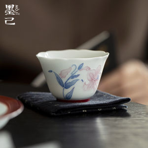 墨己丹霞有田烧百合手绘宽口杯功夫茶具陶瓷单杯家用品茗杯主人杯