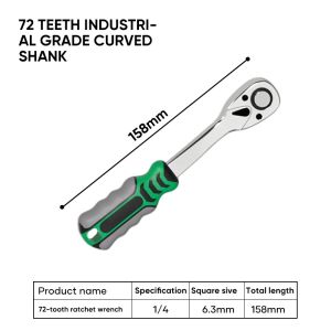 ISKU Kunci Ratchet Wrench 72gigi 1/4 1/2 inch Chrome Vanadium Rubber Handle Gagang Kunci Stang Sok