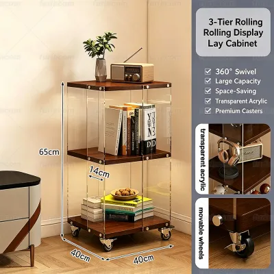 Versatile Acrylic Rotating Bookshelf Tower – 360° Spinning Display Cabinet Floor-Standing Narrow Storage Rack Perfect for Living Room Bedroom Office Decor