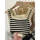 ZD Color Block Striped Square Neck Knitted Vest Camisole for Women Slim Fit Summer New Versatile Outerwear Top. 