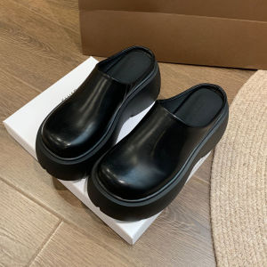 [Free Shipping] Black Non-Slip Thick-Soled Slippers For Women Suitable For Outdoor Wear In Summer 2025 New Style High-Heeled Half-Toe Slippers