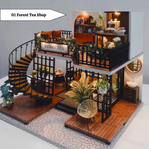 [Ready Stock] [Vintage Loft] DIY Dollhouse Miniature Kit Miniature Furniture with Dust Cover LED Light Wooden Mini House Mini Shop Cafe Bakery Cute Cheap Decoration Birthday Gift Door Gift Puzzle Handcrafted Handmade Educational Toys for Kids Girls Boys