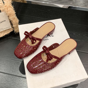[Free Shipping] Summer Breathable WomenS Shoes Korean Style Elegant Hollow-Out Design Wedge Heel Slip-On Fashionable And Minimalist