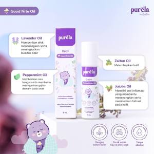 Purela By Reglow BABY GOOD NITE OIL Minyak Bayi dan Anak Menghangatkan dan Menenangkan Kulit Meringankan Gejala Batuk Pilek Demam BPOM Halal