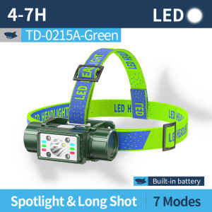 Smiling Shark TD0215 LED Headlight 7Mode Induction Work Light Type-c Rechargeable Head Lamp White Red Light Waterproof Outdoor Work Fishing Lighting