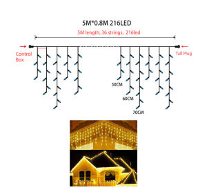 LED Christmas Light Icicle Waterfall Fairy String Curtain Lights Garland Outdoor Wedding Party Decor