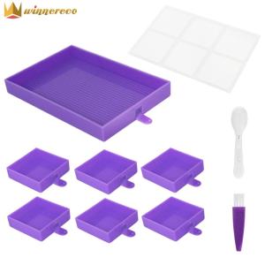 【Nóng】tấm dung tích kim cương giả gel silica dung lượng lớn phụ kiện bức tranh Kim Cương khay kim cương giả hình vuông đa năng có nắp đậy dụng cụ lớn tự làm