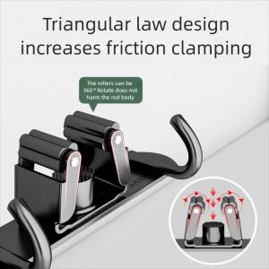 Punch Free 304 Stainless Steel Mop Broom Holder Wall Mounted Heavy Duty Storage Rack for Bathroom Balcony