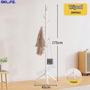 [OKLIFE. ]Floor Bedroom Vertical Clothes Rack Solid Wood Coat and Hat Rack for Bedroom Living Room Clothes Hanger Hook