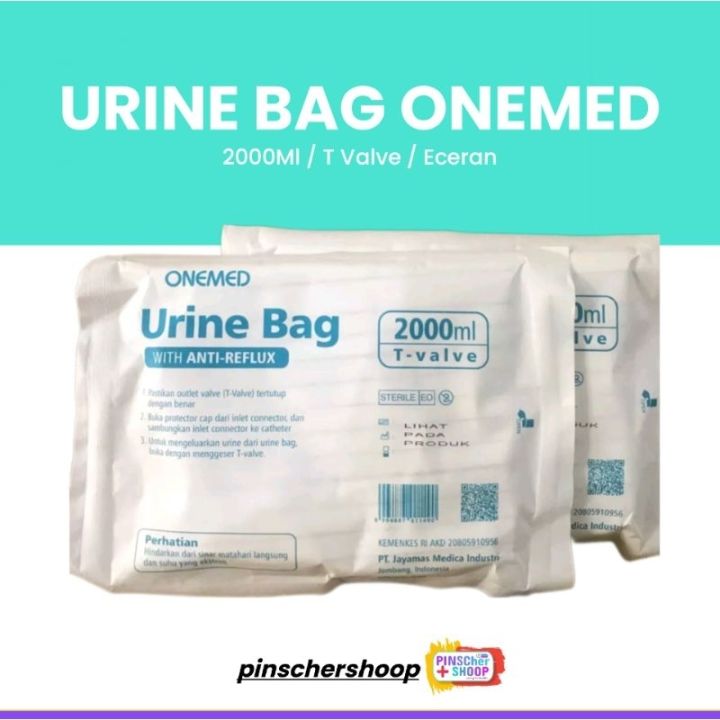 Urine Bag 2000 Ml T Valve Onemed Anti Reflux Kantong Urin / Pcs ...