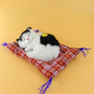 OKKFINE Simulation Sounding Kitten Plush Toy Christmas Gift Home Decoration Cat Plush Toy Cute Sleeping Kittens Kitten Sounding Toy Home