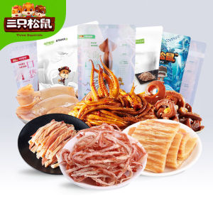 【Three Squirrels Roasted Squid Shredded 88g】Leisure Seafood Instant Snack Specialty Hand Shredded Squid【三只松鼠鲜香烤鱿鱼丝88g】休闲海味即食零食特产手撕鱿鱼
