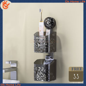 Bathroom Shelf Punch-Free Bathroom Sink Hanging Basket Bathroom wallmounted storage rack suction cup hanging basket/Suction Rack