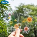 LACA Fashionable Flower Bookmark Embossed Bookmark Diy Handmade Transparent Dried Flower Bookmarks with Wishing Bottle Stickers Diy Floral Page Clips. 