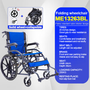 Brand new folding wheelchair adult special light folding scooter with brake paralyzed wheelchair disabled hand cart 20 inch tire bearing weight 180KG armrest can be lifted