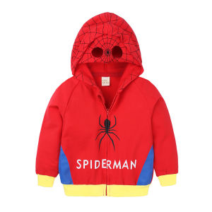Childrens Clothing Fashion Spider Casual Hooded Jacket Childrens Zipper Cardigan Small and Medium-sized Baby Jacket Sweater