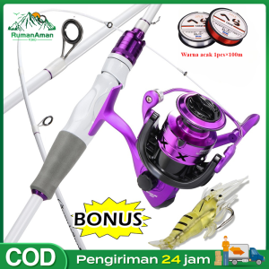 Joran Pancing 165cm 180cm 210cm 5-10LB 1000-7000Joran UL Carbon Pancingan / Putih dan ungu Spinning joran pancing reel