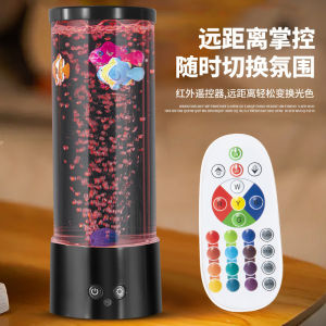 USB Colorful Bubble Fish LED Light Bedroom Atmosphere Jellyfish LED Night Light Home Office Game Room Table Gift Interior Decoration Jewelry Colorful气泡鱼遥控水族鱼缸灯LED高亮夜灯创意礼品儿童房卧室摆件氛围灯