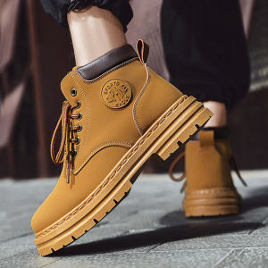 Korean Boots For Men High-Top Fashion Martin Shoes Casual Ankle Boots