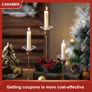 【CANAMEK 】 6PCS Glass Bobeches For Candlestick Holders For Candle Stick Candle Holder For Table Centerpiece Wedding