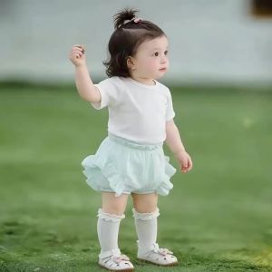 Summer Infant Pure Cotton a Gauze-like fabric PP Ruffled pants for boys and girls breathable and versatile suitable for going out