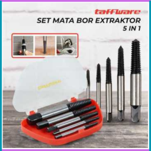 COD Taffware Set Mata Bor Extractor Broken Screw Remover Kit 5 in 1 / Set Mata Bor Extractor  Kit 5 in 1 Mata bor / Mata Bor Extractor