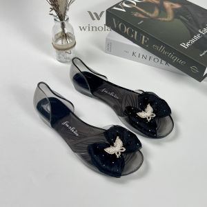 Winola - Sandal Flat Kaca Wanita Mariposa Jelly PVC Nyaman Anti Air Awet Stylish 186-1A/2A