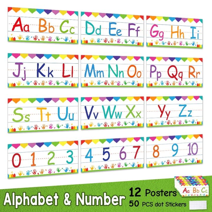 Alphabet Numer Educational Poster Bulletin Board Strips Set Wall Strip ...