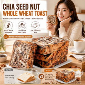 Chia Seed Nut Whole Wheat Toast Handmade Whole Wheat Bread Chia Seeds Toast Thick Sliced Breakfast Meal Multilayer Loaf