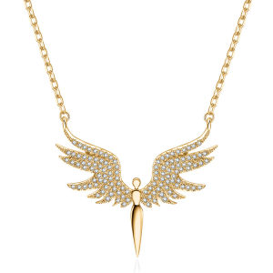 AE Angel Wings Necklace Hot Sale Womens Clavicle Chain Creative Wings Micro-Inlaid Pendant Accessory Angel Necklace