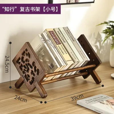 Teak Desktop Bookshelf Desktop Bookshelf Cookbook Bookshelf Magazine Rack CD Small Bookcase Desktop Book Organizer