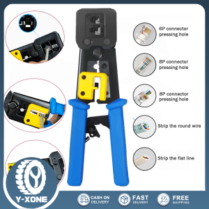Y-XONE Carbon Steel RJ45 Crimper Network Cable Crimping Tool 6P/8P Passthrough RJ45 Connector Cable Pliers