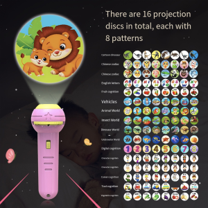 PENGY 16 Cards Children Projector Flashlight 128 Patterns Early Education Flashlight Projector Toy Creativity Toy Kid Gift Baby Projector Torch Baby Puzzle Teaching