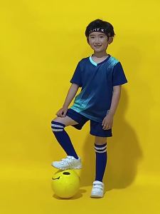 AU Childrens football uniform set boys short-sleeved training uniform primary school student football competition team uniform womens quick-dry jersey