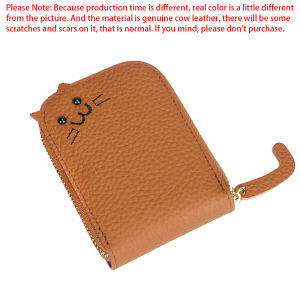 Royal Bagger Organ Multi-card Slots Card Holder Genuine Leather Cute Cat Coin Purse Classic Zipper Wallet for Women 1879