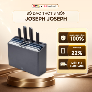 Bộ dao thớt 8 món Joseph Joseph Folio Plus 60216 chính hãng chất liệu cao cấp tích hợp tiện lợi tiết kiệm không gian bề mặt thớt nhám chống trượt dao có tay cầm êm ái dễ dàng vệ sinh cho nhà bếp SNT Kitchen 120029